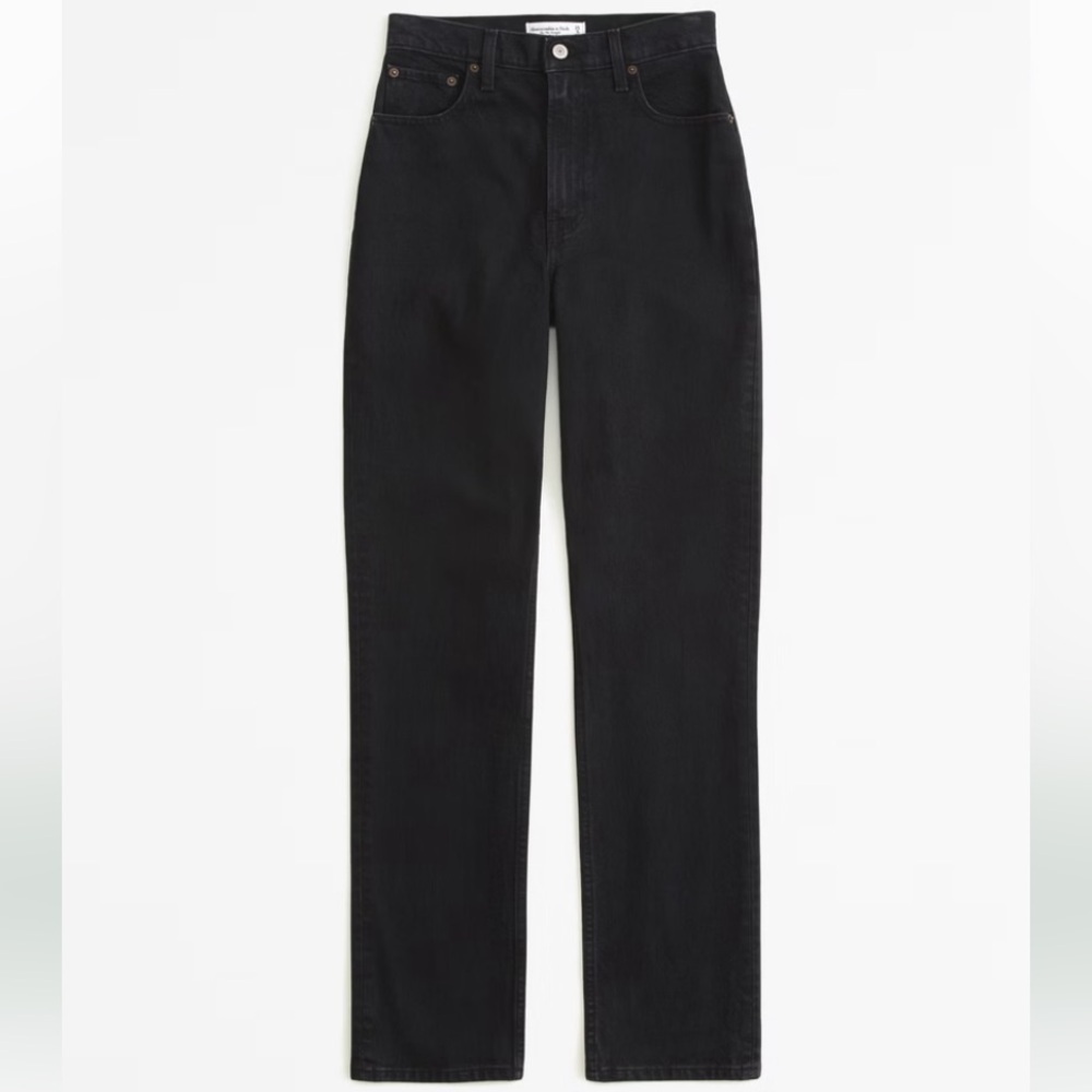 Abercrombie & Fitch NWT Ultra High Rise 90s Straight Denim Jeans Black size 24 - Picture 1 of 10